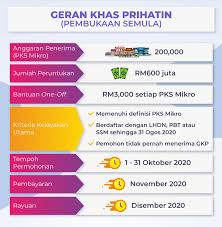 Ianya diwujudkan oleh kerajaan sebagai satu inisiatif bagi membantu syarikat perusahaan kecil dan sederhana (pks) mikro dalam aliran tunai perniagaan berikutan pelaksanaan perintah kawalan pergerakan (). Permohonan Gkp 2 0 Rm3 000 Tarikh Pembayaran Nov 2020 Info