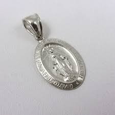 Created white sapphire miraculous medal in 14k white gold. Solid 14k White Gold Miraculous Medal Virgin Mary Pendant 3 4 Catholic Jahda Jewelry Company Custom Gold Rings Necklaces Bracelets Earrings Sacramento California