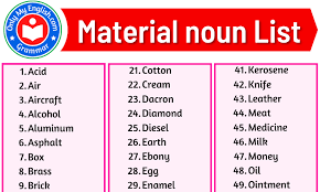Common nouns are usually not capitalized. List Of Material Noun Onlymyenglish