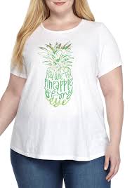 Crown Ivy Plus Size Short Sleeve Pineapple Poetry Tee
