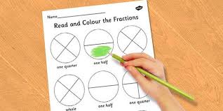 Year 1 Read And Colour A Fraction Activity Sheet Fraction Activities Fractions Fun Math Worksheets