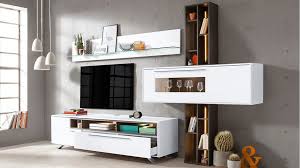 Kawoo Wohnkombination Wohnwand V8 Weisser Lavagrauer Mattlack Vierteilig Gold Wohnzimmer Elegantes Esszimmer Esszimmer Mobel