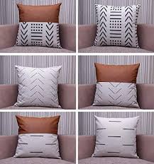 Enhance your room aestheticsdulce dom throw pillow covers give new life to your worn or outdated pillow inserts, ensuring that. Amazon Com Efolki Decorative Throw Pillow Covers And Cases 18x18 Inch Set Of 6 Modern Design Cotton And Faux Leather In 2021 Throw Pillows Boho Throw Pillows Pillows