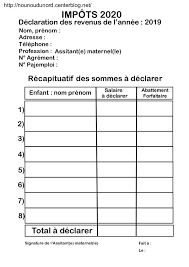 Impots 2020 Tableaux De Declaration Des Revenus 2019 Impot Assistante Maternelle Assistante Maternelle Calcul