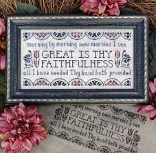 The patterns are available as downloadable pdfs. My Big Toe Designs Great Is Thy Faithfulness Cross Stitch Pattern 123stitch