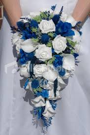 Festive wedding decoration of white fabric closeup. Blue And White Roses Wedding Bouquet Off 73 Buy