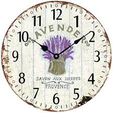 Check spelling or type a new query. Amazon Com Wood Wall Clock 12 Vintage French Country Print Lavender In Tin Romantic Shabby Chic Large Decorative Roman Numerals Analog Battery Operated Silent For Home Decoration Lavender Purple Health Personal Care