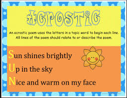 Sun Acrostic Poem Haiku Poems For Kids Acrostic Poem For Kids Acrostic Poem Examples