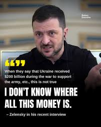 Ukrainian President Volodymyr Zelensky told the AP he doesn't know where $200  billion in U.S. military aid went, stating Ukraine received only about $75  billion, mostly in weapons. He said it may