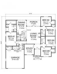 The relaxed and informal split level house plan caters to growing families, with separate spaces for daily activities. 656176 Traditional 5 Bedroom 3 Bath Craftsman With Office And Split Floor Plan One Level House Plans House Plans How To Plan