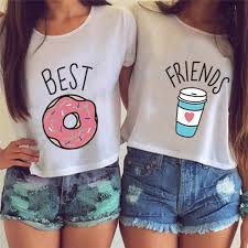 Il suffit de choisir le coloriage fille que l'on souhaite, de l'imprimer puis de le colorier. Femmes Chemise Manches Courtes Haut Court Hamburger Dessin Anime Meilleur Ami Imprimer T Shirt Bff Offre Speciale Amitie Hauts Aliexpress