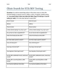 clinic health center search for std hiv testing worksheet