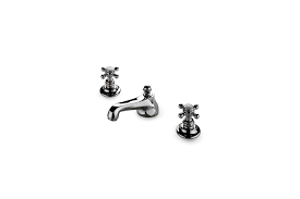 Accent your vanity with the perfect sink and faucet combo to pull the look together. Waterworks Astoria Low Profile Three Hole Deck Mounted Lavatory Faucet With Metal Cross Handles