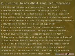 15 Questions To Ask About Tech Integration In Your Classroom Tech Integration This Or That Questions Educational Technology Tools