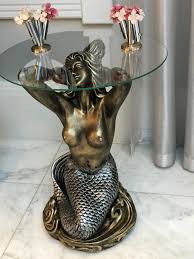Your guests will love the oval glass cocktail side table when they visit your home, and will talk about the oval white end table for weeks to come. Side Coffee Table Mermaid Handmade Luxury Tiles
