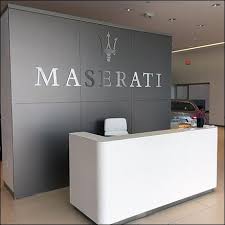 maserati trident branding reception focus fixtures close up reception desk design office reception design simple reception desk