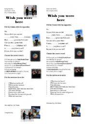 Maybe you would like to learn more about one of these? Wish You Were Here Song Activity Esl Worksheet By Cristiane Prates