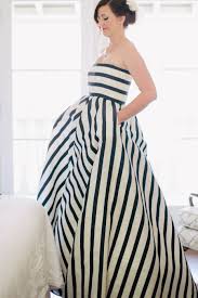 See The Bride Who Rocked A Striped Wedding Dress Striped Wedding Dress Striped Wedding White Wedding Dresses