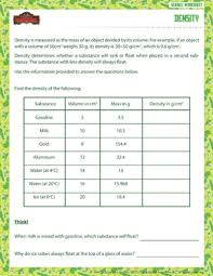 Sixth grade (grade 6) science worksheets, tests, and activities. Density Physical Science Worksheet For Grade 6 School Of Dragons