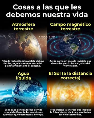 Gracias a esta combinación de condiciones (y otras más), la vida en nuestro planeta ha podido prosperar. ✨ : Años Luz ©️