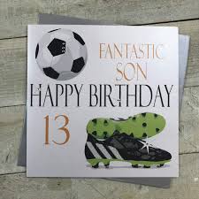 Pink woman glitter and gold general greeting birthday card. White Cotton Cards Football Fantastic Son Happy 13 Handmade 13th Birthday Card Xn13s Buy Online In Aruba At Aruba Desertcart Com Productid 50541054