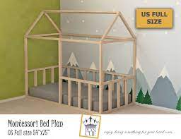 This step by step diy article is about 2x4 toddler bed plans. Montessori Bed Plan Full Size Easy Diy Toddler Floor Bed For Kids Bedroom Double Bed Frame Girlsloftbed F Toddler Floor Bed House Frame Bed Diy Toddler Bed