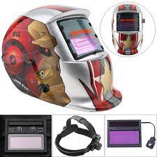 Silver Iron Man Adjust Solar Auto Darkening Tig Mig Grinding Welding Helmets Face Mask Electric Welding Mask Electric Welding Welding Helmets Welder Cap