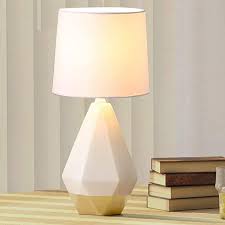 Sottae Modern Ceramic Small White Gold Irregular Geometric Livingroom Bedroom Bedside Table Lamp Desk Lamp W In 2020 Ceramic Table Lamps Table Lamp Gold Bedside Lamps