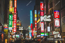 One of the three great festivals of tokyo and japan. Japan Tokio Shibuja View Of Busy Street At Night Downtown Evening Writing Stock Photo 172023410