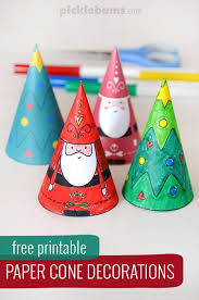 Paper Cone Christmas Decorations Make Santa And A Christmas Tree Using This Easy Free Printable Chri Free Christmas Printables Christmas Paper Paper Cones