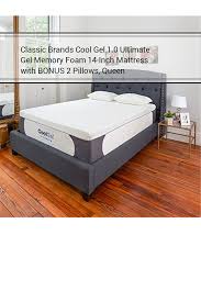 Classic Brands Cool Gel 1 0 Ultimate Gel Memory Foam 14 Inch Mattress With Bonus 2 Pillows Queen Wood Gel Memory Foam Cool Stuff Memory Foam