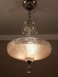Vintage 1940 S Deco Champagne Satin Glass Ceiling 3 Light Fixture Chandelier Art Deco Lighting Vintage Light Fixtures Chandelier