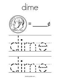 A dime is _¢ coloring page. Dime Coloring Page Twisty Noodle