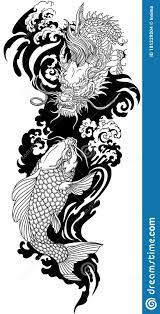Koi and ﻿dragon﻿ tattoo meaning. Illustration About Chinese Or East Asian Dragon With Water Waves And Japanese Koi Carp Fish Swim In 2021 Dragon Koi Tattoo Design Asian Dragon Tattoo Dragon Tattoo Art
