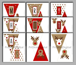 Christmas Party Printables 5 Items Printable Party Package Etsy Christmas Banner Printable Christmas Banners Merry Christmas Banner