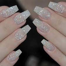 100pcs Box Ballerina Nails Acrylic False Nails Full Cover Natural White Clear Coffin Nail Tips Artificial French Fake Nail Tips Nail Designs Glitter Glitter Nail Art Sparkly Nails