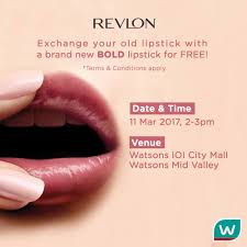 Ioi city mall is a shopping mall located in selangor, malaysia, which was developed by ioi properties group berhad and opened in november 2014. Free Revlon Bold Lipstick Exchange Watsons Ioi City Mall Mid Valley 2pm 3pm 11 March 2017