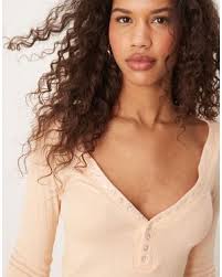 Free People Ribbed Long Sleeves Top in Black