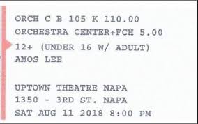 2 Tickets Amos Lee Uptown Theatre Napa 2nd Row