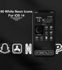 App icons black & white. 60 Black And White Neon Iphone Ios 14 App Icons Neon App Etsy