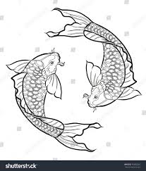 Hand Drawn Outline Koi Fish Japanese Stock Vector 709982302 Scarart