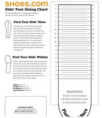 shoe sizing chart for children helpful to keep track of