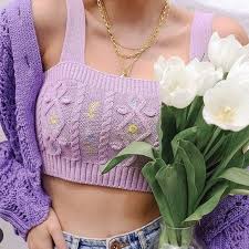 Zara floral tropical summer top blouse size m. Zara Tops Zara Knit Floral Embroidered Crop Top Lilac Nwt Poshmark