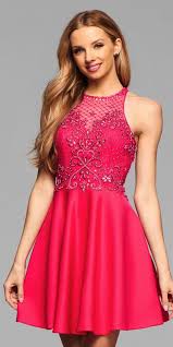 Faviana S7871 Homecoming Dress Colors Hibiscus Pink Seafoam Size 00 12 Elegant Homecoming Dresses Cheap Short Prom Dresses Red Homecoming Dresses