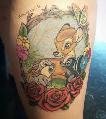 When he first met his friends, bambi and thumper, he was in a flower patch. Adorable Disney Bambi Thumper Flower Tattoo By Meredith Bertschin At Tattooed Heart Studios Disney Tattoos Best Tattoo Shops Tattoos
