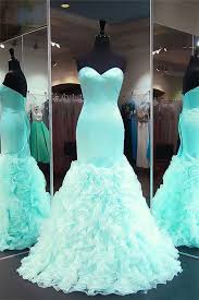 Mermaid dresses have been pushed aside for far too long. Beautiful Mermaid Sweetheart Mint Green Organza Ruffle Prom Dress