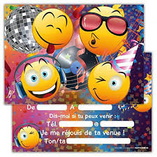 Lot De 12 Cartes D Invitation Pour Anniversaire Partie Fete Cartons D Invitation En Francai Carte Invitation Anniversaire Anniversaire Emoji Carte Invitation