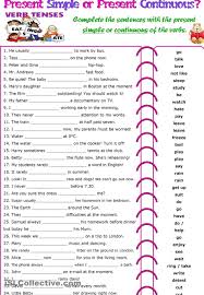 Present Simple Or Present Continuous In 2020 Continuity Verb Tenses Sentences