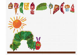 hungry caterpillar birth announcement cross stitch pattern