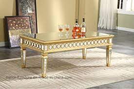 Perfect for any space, this bold piece boasts a sleek, round silhouette with a champagne silver frame and antique mirror table top. China Antique Rectangle Golden Silver Circle Household Mirrored Top Coffee Table China Table Living Room Furniture